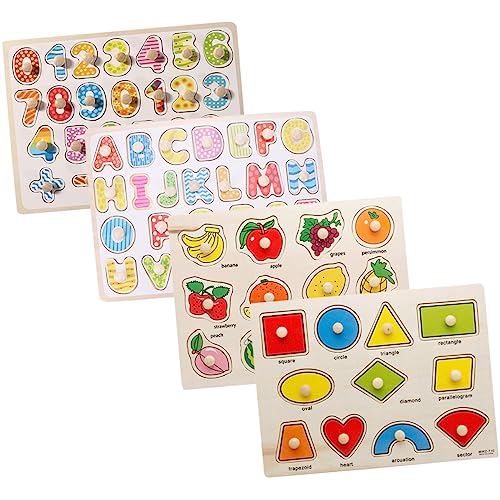 CORHAD 4 Stück Puzzle Kinder rätsel Kinderspielzeug rätselspiele Pädagogisches Spielzeug Toys Lernspielzeug für Kinder Zahlenrätsel -Rätsel Lernrätsel für Kleinkinder hölzern von CORHAD