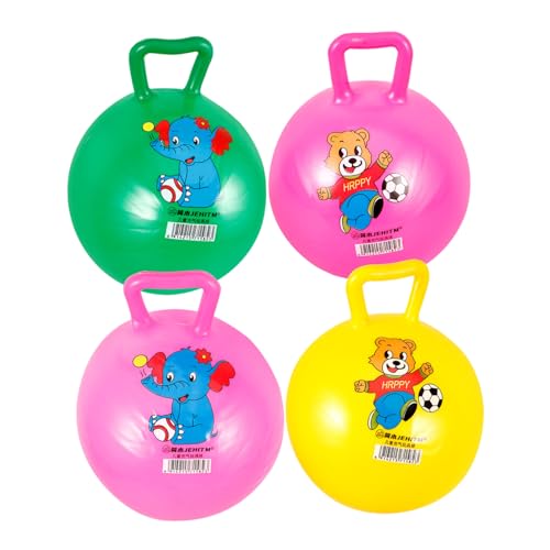 CORHAD 4 Stück Schläger handhaben Hüpfball mit Griffen Kinder Hüpfball Kinder Gymnastikball hupfball für Kinder Activity für Kinder Spielzeug Cartoon-Muster-Ball Hüpfball für Kinder PVC von CORHAD