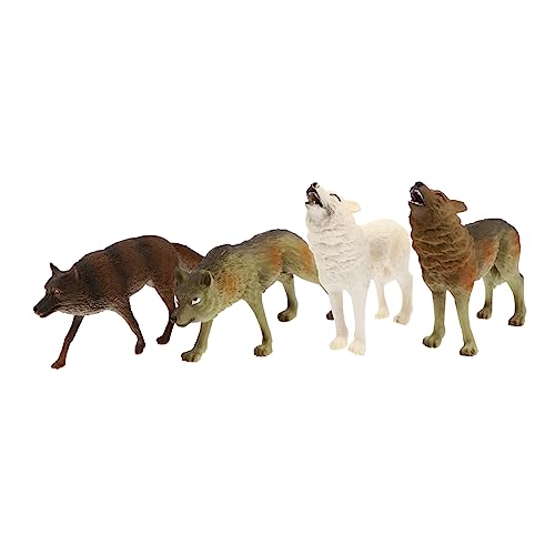 CORHAD 4 Stück Simulation Grauer Wolf kleine Waldtiere Waldtierfiguren Wolf-Statue Wolfstierfiguren Wolfsmodell Spielzeug für Kinder kinderspielzeug Modelle Spielzeug Wolfsspielzeug PVC von CORHAD