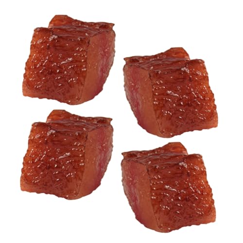 CORHAD 4 Stück Simulierte Rindernuggets Gefälschtes Fleisch-lebensmittelmodell Dekoratives Lebensmittelmodell Aussehendes Falsches Fleisch Dekoratives Kunstfleisch Brown PVC von CORHAD