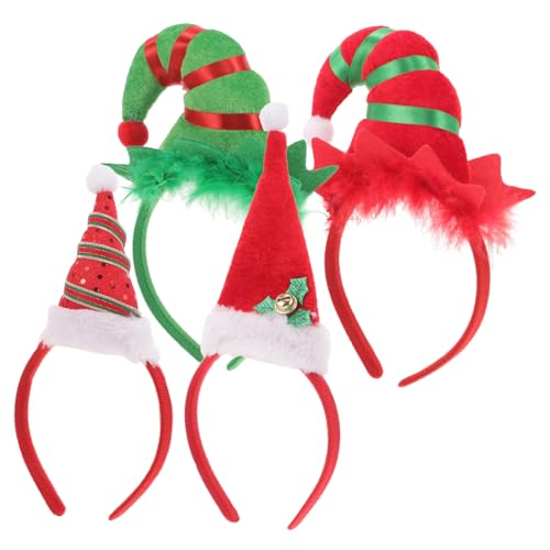 CORHAD Weihnachts-stirnbänder Bauchladen Junggesellinnenabschied 4er Set Weihnachts Haarreifen Mit Elfenmütze Dekorative Haarschmuck Für Und Ideale Weihnachts Party Und Festtagsaccessoires von CORHAD