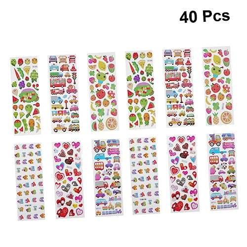 CORHAD 40 Blätter Cartoon-Kinder-Aufkleber Scrapbooking-Aufkleber basteln Kindergesichtsaufkleber Kinder bastelset basteln für Kinder DIY Handwerk Aufkleber 3D-Aufkleber für Kinder von CORHAD