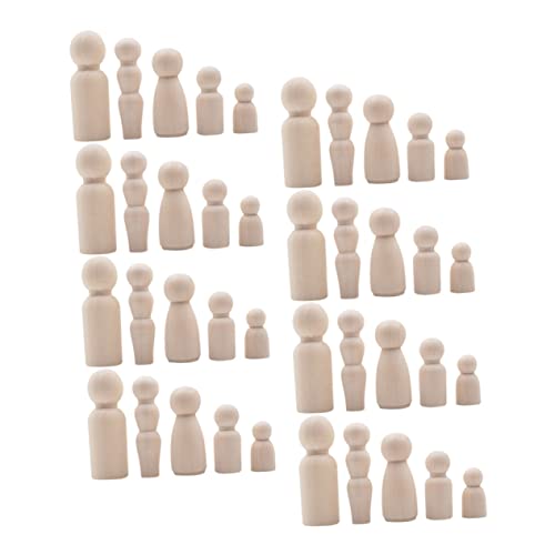 CORHAD 40st Schneemann-holzperlen-hängende Schnur Puppe Zum Basteln Dekorative Pflockmenschen Steckpuppen Unvollendet Naturpuppenkörper Bastelpuppe Aus Holz Steckspiel Regaldekor Beige von CORHAD