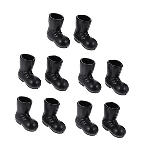 CORHAD 5 Paare Mini-Stiefel Miniatur Stiefel Mini-weihnachtsschuhspielzeug Schwarze Mini-weihnachtsmannschuhe Dekorative Weihnachtsschuhe Mini-puppenstiefel Mini-Schuhe Black Plastik von CORHAD