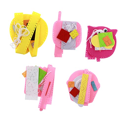 CORHAD 5 Sets Vliestaschen Pädagogisches Nähset Kinder Filztaschen Set Handtaschenherstellungs Sets Näh Bastel Sets DIY Vlies Taschen Set Handtaschen Material Sets Kinder DIY Set von CORHAD