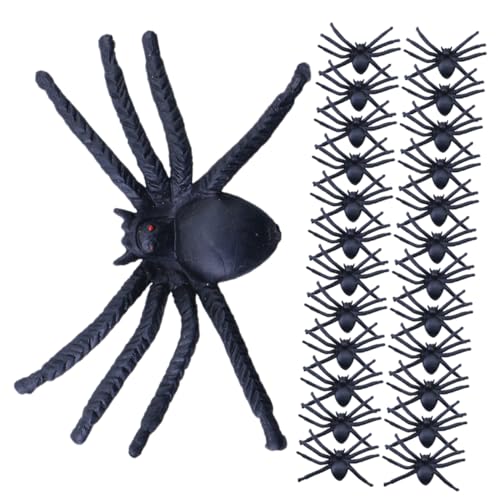 CORHAD 50 Stück Spinnenmodelle Halloween-Dekorationen Streich-Requisite gruseliges Spielzeug Halloween Kleidung Halloween kostün Spinnen aus Plastik Spukhausdekoration PVC Black von CORHAD