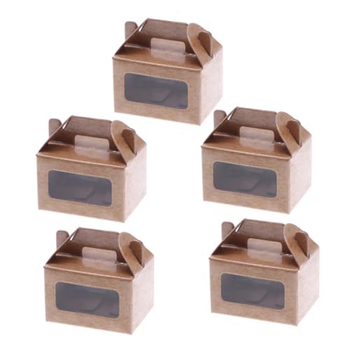 CORHAD 5Er Packung Mini -Kuchenbox Mini Kuchenbox Puppenhaus Deko Puppenhaus Accessoires Deko für Puppenhaus Mini -Box -Set Miniaturmodell Miniaturboxen für Papier Light Brown von CORHAD