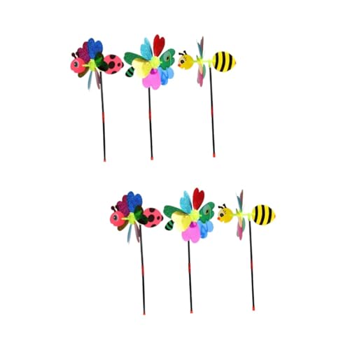 CORHAD 6 STK Insektenwindmühle Blumenspinner Windmühle Spielzeug Außendekoration Regenbogenrad spielstrasse für Kinder spielzelt Kinder Kinderzubehör kreative Windmühle Plastik Colorful von CORHAD