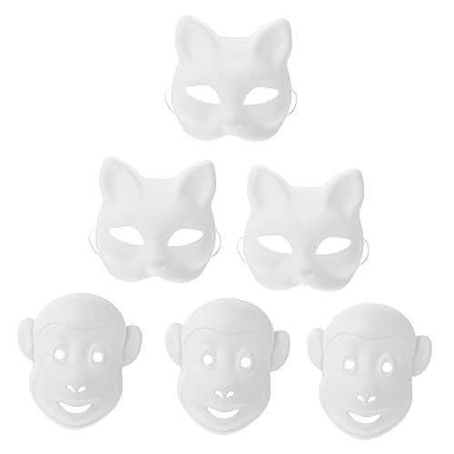 CORHAD 6 Stk Diy-maske Bemalbare Masken Diy-party Selbstgemacht Voll Maske Aus Pappmaché Leere Fuchsmaske Masken Zum Ausmalen Von Tieren Fuchsmasken Cosplay-outfits Weiß Papier von CORHAD