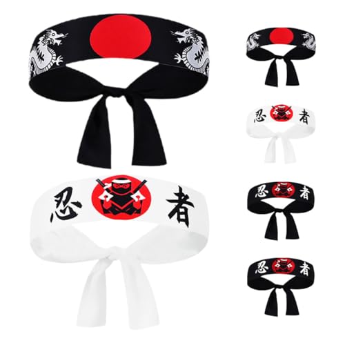 CORHAD 6 Stücke Japanischen Stirnband Karate Training Kopfbedeckung Cosplay Zubehör Chef Bandana Männer Frauen Mode Stirnband Kungfu Stirnbänder von CORHAD