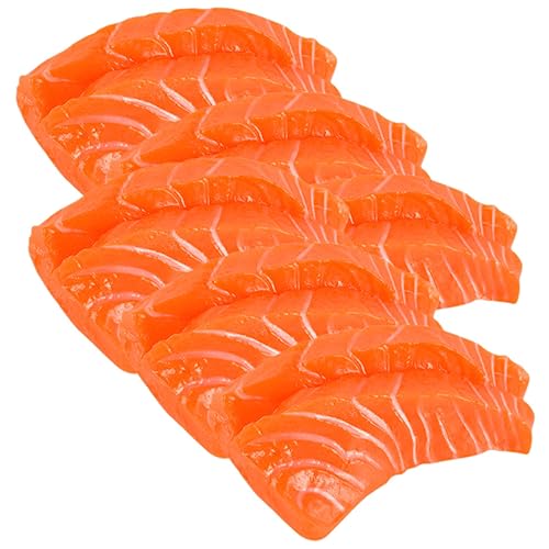 CORHAD 6St Requisiten für das Szenenlayout lachfas catchring ads die ad Essen Kuchendekoration naturgetreues Lachsdekor Szenenfotografie Requisiten gefälschtes Sashimi-Modell PVC Orange von CORHAD