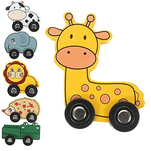 CORHAD 6pcs Holzzug Spielzeug Kinder Kinder Bunte Cartoon -zugspielzeug Hölzer Cartoon Tierzugautos Für Kleinkinder von CORHAD