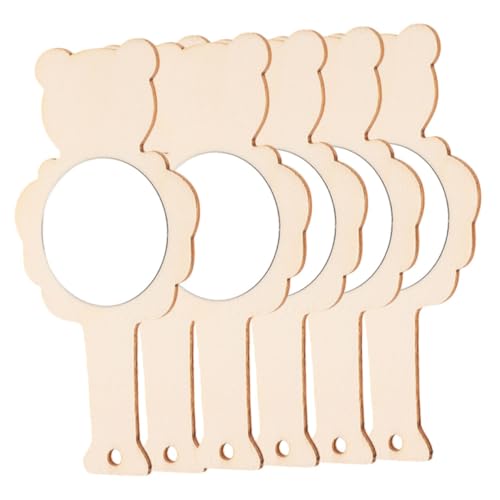 CORHAD 6st Holzspiegel Spiegel Für Kinder Selber Machen Kinderhandwerk Spielzeug Mini-handspiegel Unfertiger Griffspiegel Schiebeanhänger Spiegel Selbst Bemalen Kinderaccessoire Hölzern von CORHAD