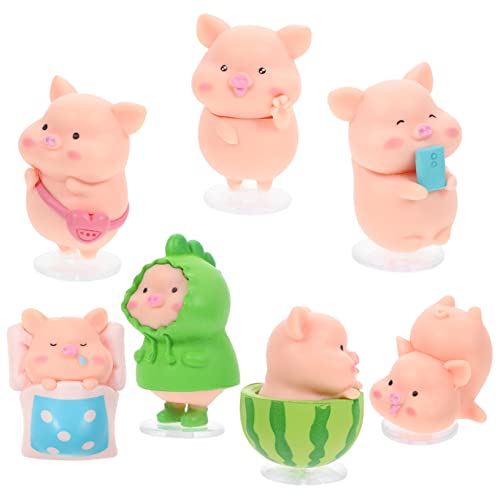 CORHAD 7 Stück Miniatur Schweinchen Figuren Für Auto Armaturenbrett Niedliche DIY Dekoration Glücksschweinchen Für Zuhause Geschenkidee Für Tierliebhaber Und Sammler von CORHAD