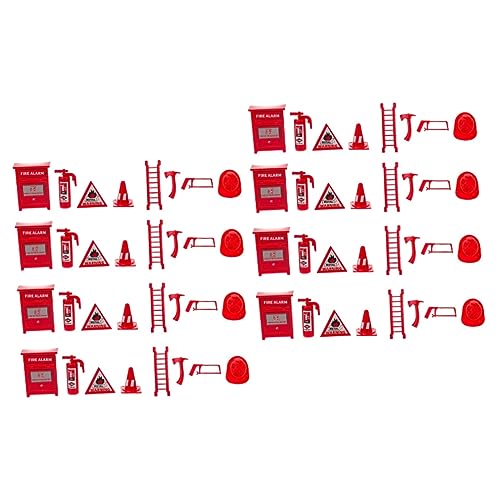 CORHAD 8 Sets Mini Feuerwerkzeug Mini Zubehör Utensilien Kinder Feuerwehrmann Kostüm Kinder Feuerlöscher Leiter Wasser Miniatur Werkzeuge Kostüme Spielzeug Kunststoff Rot von CORHAD