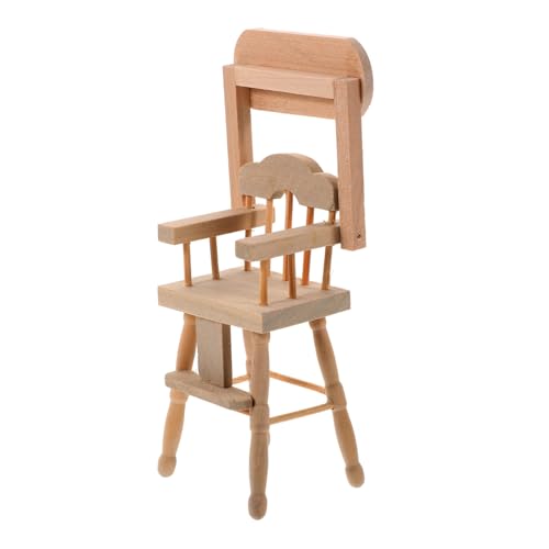 CORHAD Babyhochstuhl sitzhocker Kinder kindersitze Holz stühle mikrolle high Chair Miniatur-Stuhlspielzeug Miniatur-Hochstuhlmöbel Miniatur-Hochstuhl für Puppen Miniaturstuhl hölzern von CORHAD