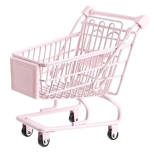 CORHAD Einkaufswagen Wagen Für Kinder Lebensmittelspielzeug Kinder Mini-Spielzeug Babyspielzeug Mini-zubehör Für Puppen Winzige Essensspielzeuge Puppe Spielzeug Mini Körbe Rosa Eisen von CORHAD