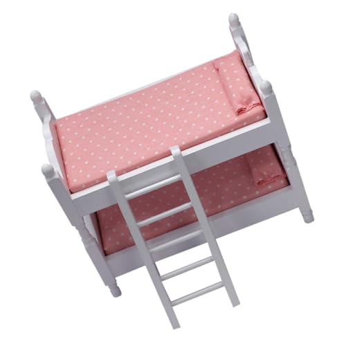 CORHAD Etagenbett für Puppen Miniatur Bausatz Monster puppenbett etagenbett puppenbetten Dollhouse Accessories puppenbettchen Mini-Möbelmodell Mini-Modell Stoff Rosa von CORHAD