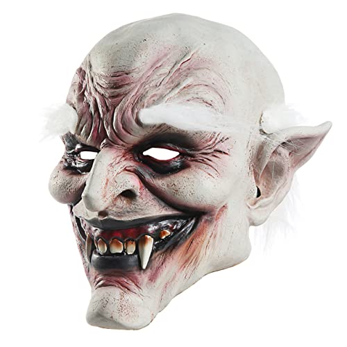 CORHAD Halloween Cosplay Maske Gruselige Horror Geistermaske Mit Zahnweißen Augenbrauen Schreckliche Und Erschreckende Maske Für Kostümpartys Und Halloween Events von CORHAD