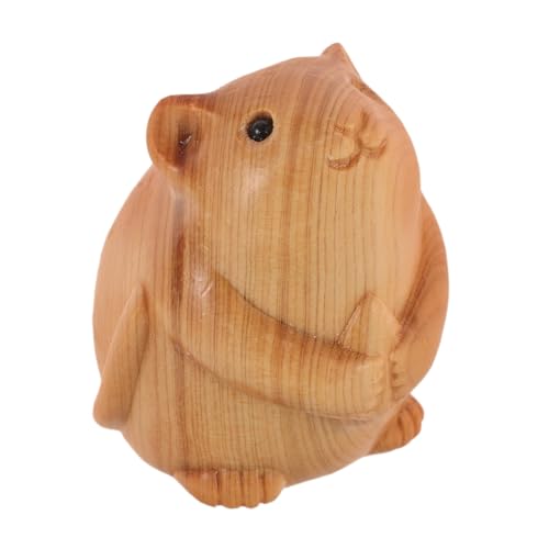 CORHAD Hamstermodell Aus Holz Holztierhandwerk Holzdekor Desktop-Dekoration Tierdekoration Aus Holz Hamsterfigur Tierornament Geschnitztes Hamsterdekor Tierstatue Light Brown Hölzern von CORHAD