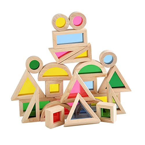 CORHAD Holzbausteine Bunte Geometrische Formen Für Frühkindliches Lernspielzeug Zur Von Formen Und Farberkennung Ideale Montessori Lernhilfen Für Kleinkinder von CORHAD