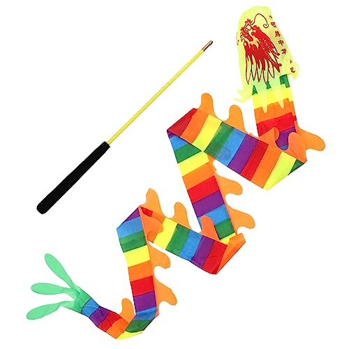 CORHAD Interessanter Zauberstab Drachenseide Regenbogen-tanzbänder Interessantes Tanzband 3D-Drachen Ballett- -Stick Tanzende Luftschlangen Festival-tanzband Seidener Drache Plastik von CORHAD