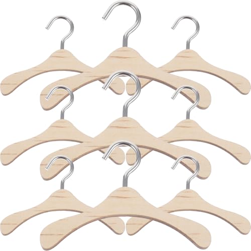 CORHAD 10 Stücke Mini Holz Kleiderbügel Set Für Puppen Puppe Zubehör Kleiderbügel 7 5 cm Puppe Kleidung Kleiderbügel von CORHAD