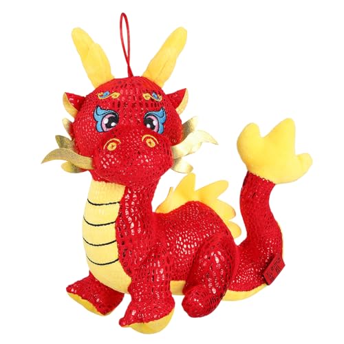 CORHAD Kuscheltier Drache Plüschtiere Chinesisches Sternzeichen Drache Plüsch Gefüllter Drache Als Deko Ausgestopfter Drache Maskottchen Tür Spielzeug Desktop-tierschmuck Pp Baumwolle Rot von CORHAD