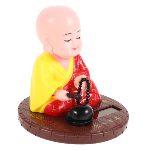 CORHAD Lachende Buddha Statue Miniatur Buddha Figuren Die Den Kopf Schütteln Ornament Miniatur Mönchsstatuen Chinesische Kleine Buddha Mönchsstatue Kleine Mönchsfigur Solarauto von CORHAD