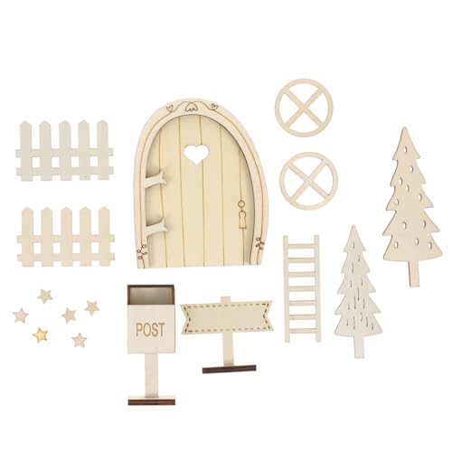 CORHAD Mikrolandschafts-elfentür Miniaturfenster Elfen-fee-tür-Set Mini Gartentür Puppenhaus-weihnachtsdekoration Unfertige Feentür Mini-elfentür Mini-gartenzubehör Zahnfee Tür Holz Beige von CORHAD