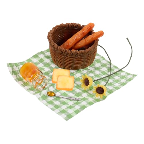 CORHAD Mini DIY Brotkorb Set Miniatur Brotkorb Für Puppenhaus Deko Zubehör Für Miniaturmodelle Ideal Für Bastelprojekte Und Puppenhaus Einrichtung A DIY Mit Grünem Karomuster von CORHAD