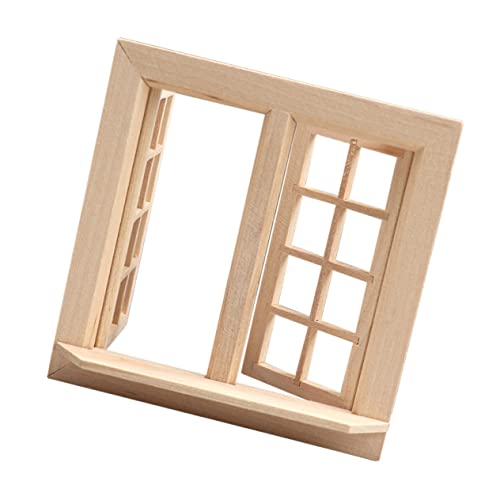 CORHAD Mini Hausverzierung Ungefärbtes Mini Holzfenster Detailgetreues Mini Fenstermodell Für Puppenstuben Und Kreative DIY Projekte Ideal Für Wohnzimmer Schlafzimmer Und von CORHAD