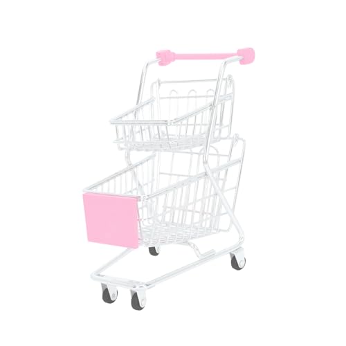 CORHAD Mini-lebensmittelkorb Karrenwagen Für Kinder Tischminiaturen Mini-Food-Spielzeug Dollys Für Tischplatte Mini-dekor Spielzeug Zum Aufbewahren Von Einkaufswagen Kinderwagen Abs Rosa von CORHAD