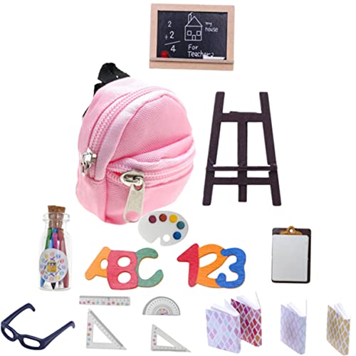 CORHAD 1 Set Miniatur Puppen Rucksack Set Mit Schulmaterial Und Mini Büchern Puppenzubehör Für ädchen Ideales Schulspielset Für Puppen von CORHAD