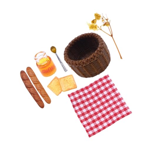 CORHAD Miniatur Puppenhaus Frühstücks Korb Set Realistische Mini Brot Aufbewahrung Mit Zubehör Für Rollenspiele Und Dekoration Ideal Für Miniatur Wohnaccessoires von CORHAD