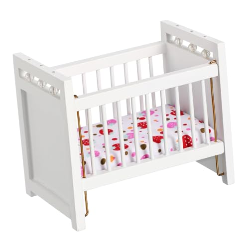 CORHAD Mini Babybett Aus Dekoratives Miniaturmöbel Für Puppenhaus Weißes Design Ideal Als Wohnaccessoire Oder Für Kinderzimmer von CORHAD