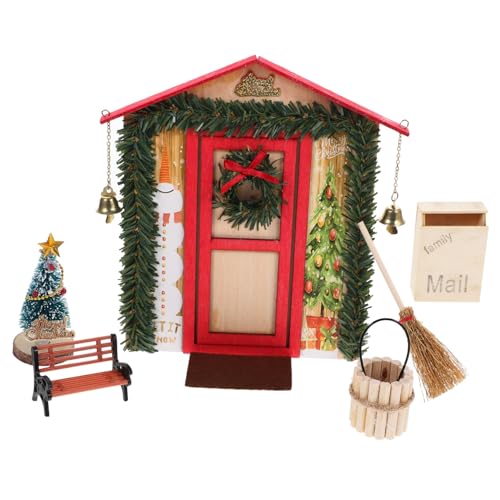 CORHAD 1 Set Miniatur Puppenhaus Tür Weihnachtsornamente Deko Zubehör Für Puppenhaus Weihnachts Szenen Layout Rote Tür Für Festliche Atmosphäre von CORHAD