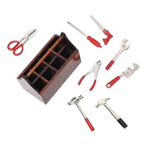 CORHAD Miniatur Werkzeugkasten Teiligem Mini Metallwerkzeugset Puppenhaus Zubehör für Handliches Holz-Box Kreativität und Feinmotorik CORHAD Miniatur Werkzeugkasten Teiligem Mini Metallwerkzeugset Puppenhaus Zubehör für Handliches Holz-Box Kreativität und Feinmotorik von CORHAD