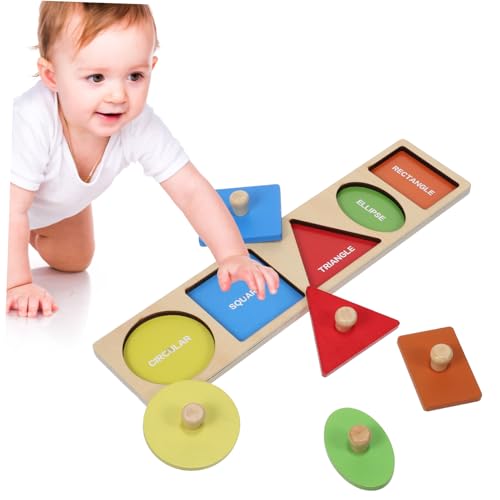 CORHAD Montessori Holzpuzzle Geometrische Formen Handgriff Lernspielzeug Vorschulkinder Motorikfördernd Sicher und Stabil Holzspielzeug für Frühes Lernen CORHAD Montessori Holzpuzzle Geometrische Formen Handgriff Lernspielzeug Vorschulkinder Motorikfördernd Sicher und Stabil Holzspielzeug für Frühes Lernen von CORHAD