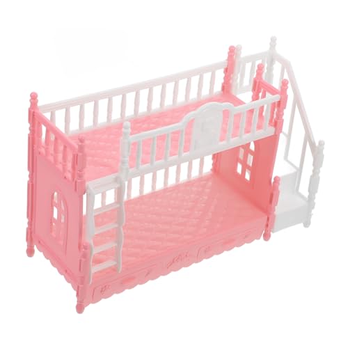 CORHAD Puppenbettmöbel Puppenhaus Etagenbett-Ornament Mini-verzierung Bettpuppen-minimodelle Miniatur-etagenbett Etagenbett Für Puppenschlafzimmer Puppenminibett Mini-hausmöbel Rosa Abs von CORHAD