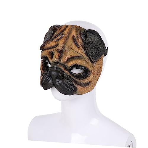 CORHAD Requisiten Zum Verkleiden Von Hunden Mopskopfmaske Tierische Halbmaske Kostüme Mit Tiergesichtern Halloween Gruselig Gruselige Masken Rollenspielkostüm Halloween-masken Chocolate von CORHAD