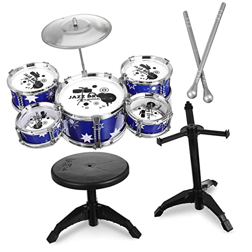 CORHAD Schlagzeug Set Mit 5 Trommeln Jazz Trommelset Für Kleinkinder Mit Hocker Musikinstrumente Für Anfänger Und Kleine Musiker Percussion Für von CORHAD