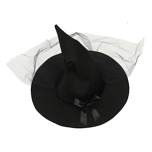 CORHAD Schleife Zaubererhut Hexenhüte Kostüm Hexenhut dekor Cosplay-Hexenhut Hexenkostüm Mütze Halloween Hexenhut Kostümzubehör Hexenhut Halloween-Versorgung Party-Cosplay-Hut Stoff Black von CORHAD