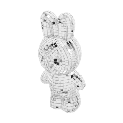 CORHAD Silberne Reflektierende Discokugel Hase Partyspiegel Mosaikfliesen Hasenfigur Mini Osterhase Tischstatue Für Hochzeiten Partys Bühnendekoration von CORHAD