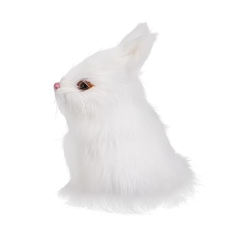 CORHAD Simulationshäschen Miniaturpuppen Mini-Kaninchen Plüsch Hase Actionfigur Mikrospielzeug Gefülltes Kaninchen Osterhasenstatue Realistisches Kaninchen Kuscheltier Hase Weiß von CORHAD