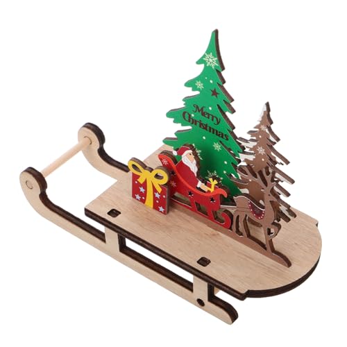 CORHAD Frohe Weihnachten Skifahren Schlitten Skulptur Holz Elch Weihnachten Schlitten Ornament Weihnachten Baum Hängen Schlitten Urlaub Desktop Decor von CORHAD