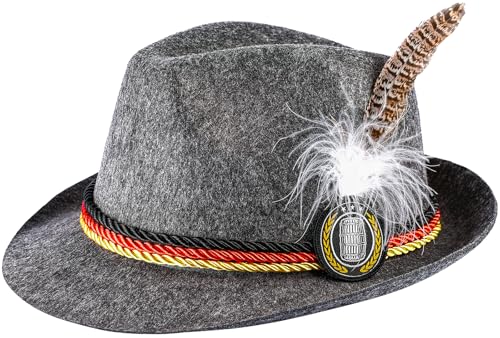 COSAVOROCK Oktoberfest Bayerischer Hut Trachtenhut Tirol Mütze Tirolerhut Grau M COSAVOROCK Oktoberfest Bayerischer Hut Trachtenhut Tirol Mütze Tirolerhut Grau M von COSAVOROCK