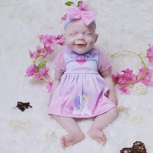 COSDOLL Reborn Baby Vollsilikon Lebensecht - 45cm Silikon Baby Puppe Mädchen, Geschenke für Mädchen Junge Kinder 6+ von COSDOLL