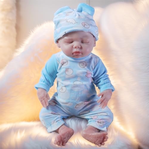 COSDOLL Reborn Puppe Lebensechte Babypuppen - 45cm Reborn Puppen Junge Vollsilikon Lebensecht, Geschenke für 3+ (35cm, Jungen B) von COSDOLL