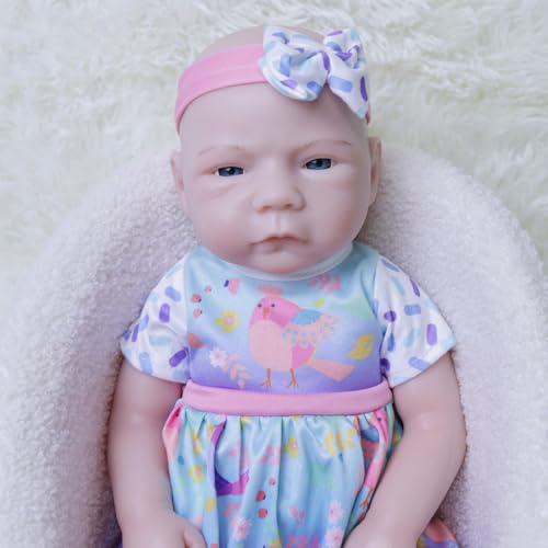 COSDOLL Silikon Reborn Puppe Mädchen - 45 cm Lebensechte Babypuppen Realistische Kinderpuppe Baby Doll Vollsilikon, Geschenke Für Mädchen Kinder 6+ von COSDOLL